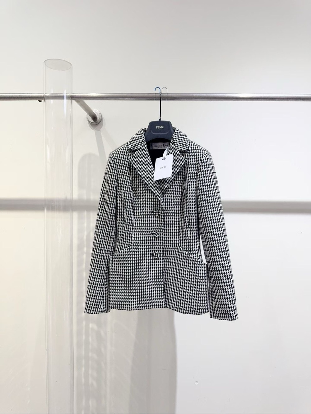 🚩steal Dior Black & White Houndstooth Blazer Jacket